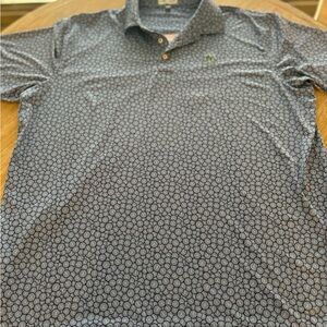 Peter Millar Navy and Blue Patterned Polo